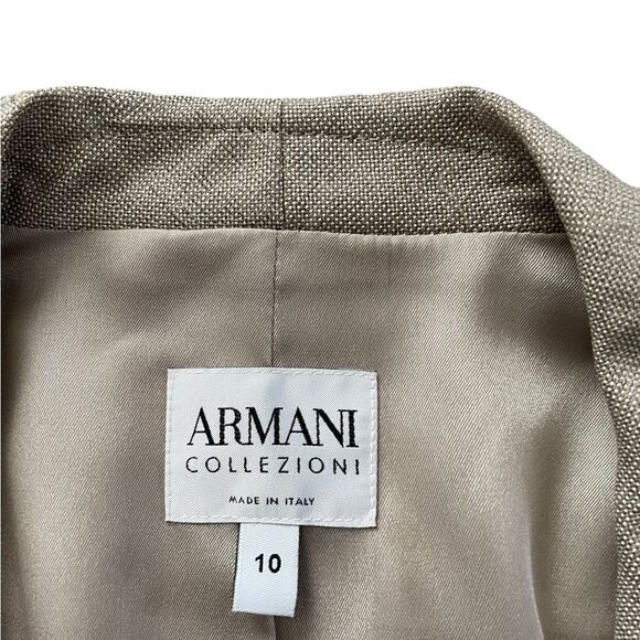 ARMANI COLLEZIONI Wool Silk Blend Blazer Jacket Size 10 Tan - Picture 4 of 8